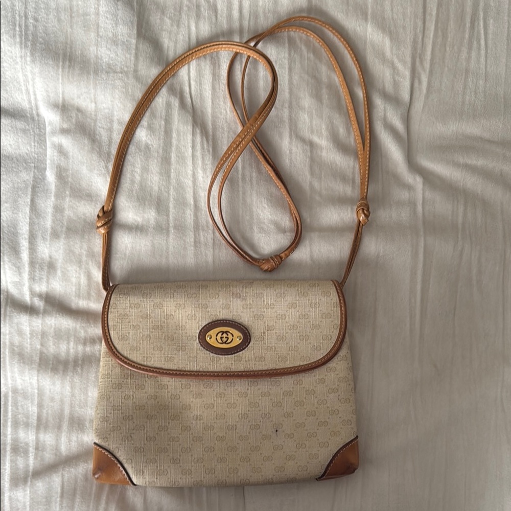 Elegant Tan and Brown Crossbody Bag